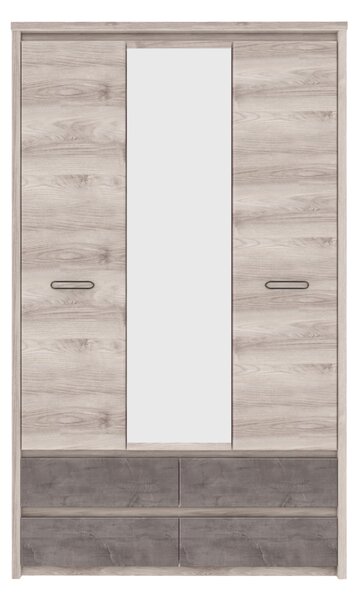 KONDELA Skriňa so zrkadlom 3D4S, gaštan nairobi/onyx, JESI NEW