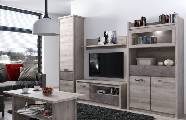 KONDELA Regál 2D1S, gaštan nairobi/onyx, JESI NEW