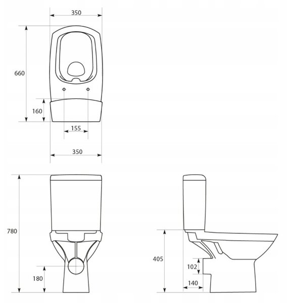 Cersanit CARINA CleanOn, wc kombi 3/5l s pomaly padajúcim sedátkom, biela, K31-076