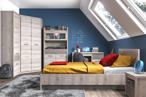 KONDELA Nočný stolík 1S, gaštan nairobi/onyx, JESI