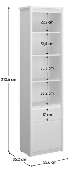 KONDELA Otvorený regál 1D1S, biela, ERODIN