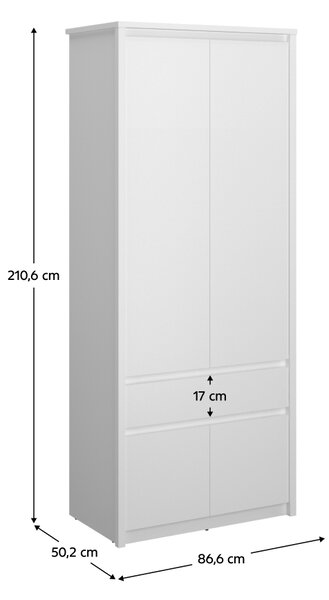 KONDELA Skriňa 4D1S, biela, ERODIN