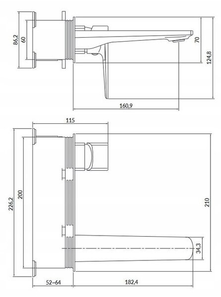 Cersanit Larga, podomietková umývadlová batéria, čierna matná, S951-385
