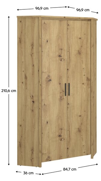 KONDELA Rohová skriňa 2D, dub artisan, AIRON
