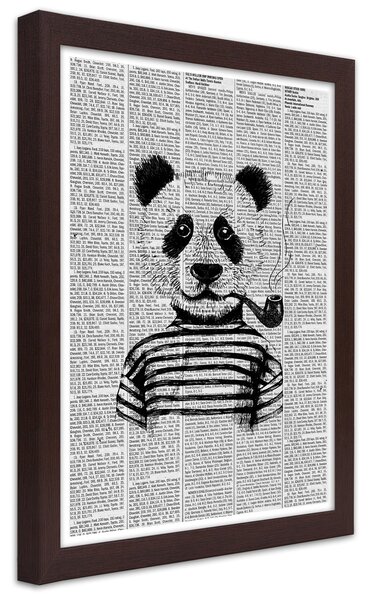 Gario Plagát Panda s fajkou Farba rámu: Hnedá, Veľkosť: 20 x 30 cm