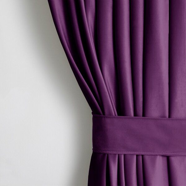 Záves AmeliaHome Velvet s multifunkčnou páskou slivkový, veľkosť 140x245