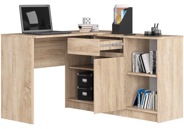 Ak furniture Rohový psací stůl B-17 s komodou dub sonoma