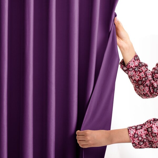 Záves AmeliaHome Velvet s multifunkčnou páskou slivkový, veľkosť 140x245