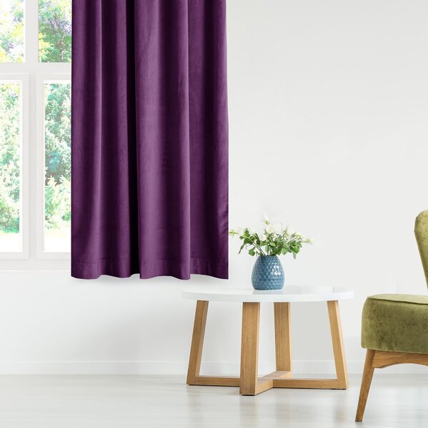 Záves AmeliaHome Velvet s multifunkčnou páskou slivkový, veľkosť 140x245
