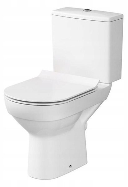 Cersanit City New CleanOn, kombi wc so splachovaním 3/5l, horizontálny odtok + antibakteriálne toaletné sedátko z duroplastu, biela, K35-037
