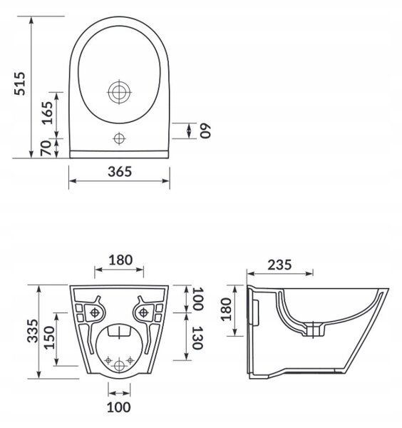 Cersanit City Oval, závesný bidet 52x37cm, biela, K35-043