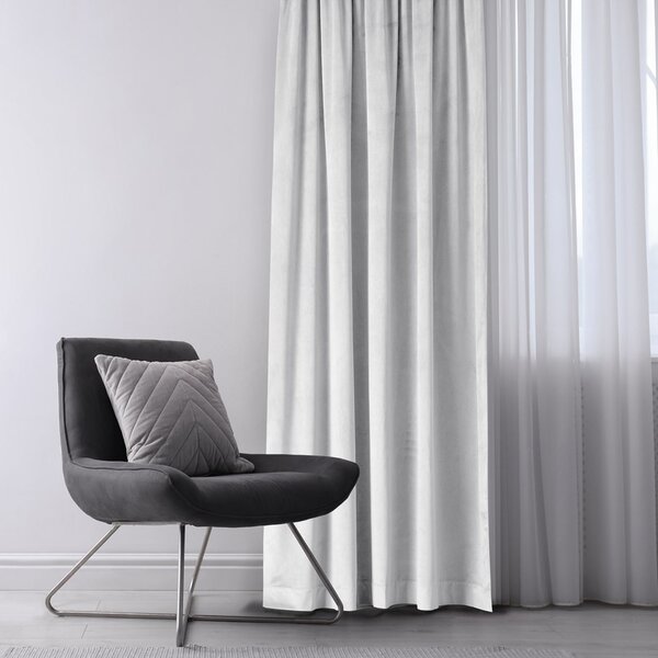 Záves AmeliaHome Velvet s priechodkami biely, veľkosť 140x270