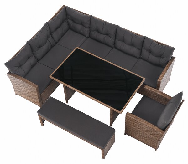 KONDELA Záhradný ratanový set, sivohnedá/svetlohnedá, SAGIR