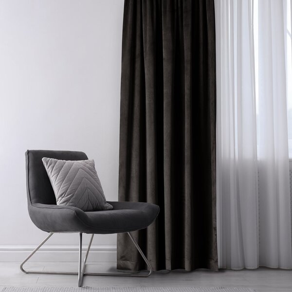 Záves AmeliaHome Velvet s multifunkčnou páskou čierny, veľkosť 140x270