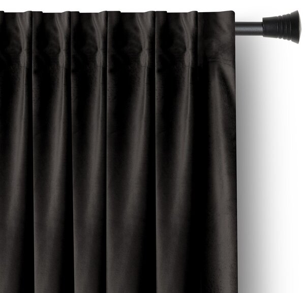Záves AmeliaHome Velvet s multifunkčnou páskou čierny, veľkosť 140x270