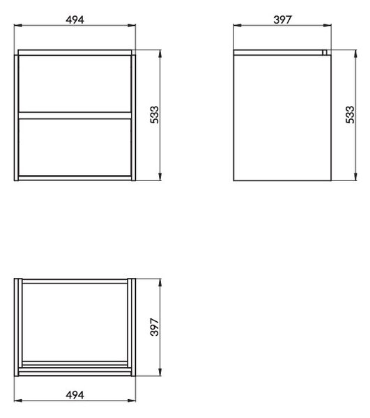 Cersanit Crea, závesná skrinka s umývadlom 50cm, set B113, dub, S801-287