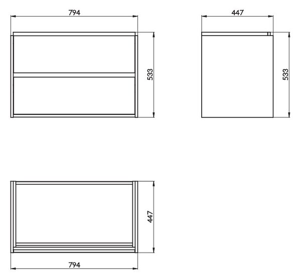 Cersanit Crea, závesná skrinka s umývadlom 80cm, set B115, dub, S801-289