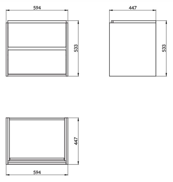 Cersanit Crea, závesná skrinka s umývadlom 60cm, set B109, šedá, S801-283