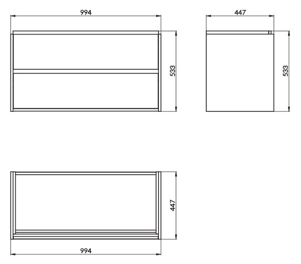 Cersanit Crea, závesná skrinka s umývadlom 100cm, set B117, dub, S801-290