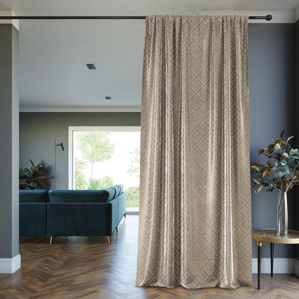 Záves AmeliaHome CASPE s multifunkčnou páskou 140x250 cm krémovo-zlatý, veľkosť 140x250
