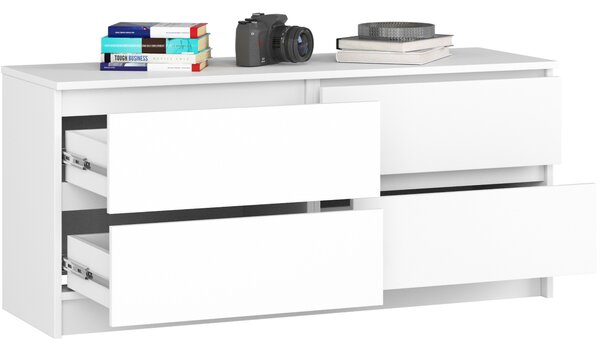 Ak furniture Komoda KIPS 4 zásuvky biela