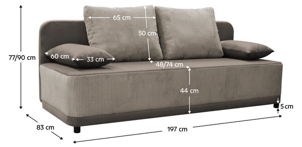 KONDELA Rozkladacia pohovka, sivobéžová Taupe, SENTY