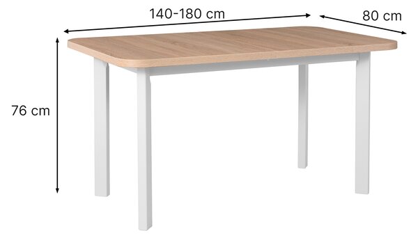 Rozkladací jedálenský stôl Wenera 2P 140-180x80 - dub sonoma/biela
