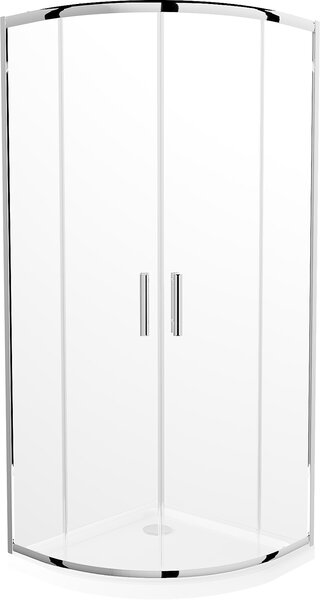 Mexen Rio, štvrťkruhový sprchovací kút s posuvnými dverami 70 x 70 cm, 5mm číre sklo, chrómový profil + biela sprchová vanička, 863-070-070-01-00-4110