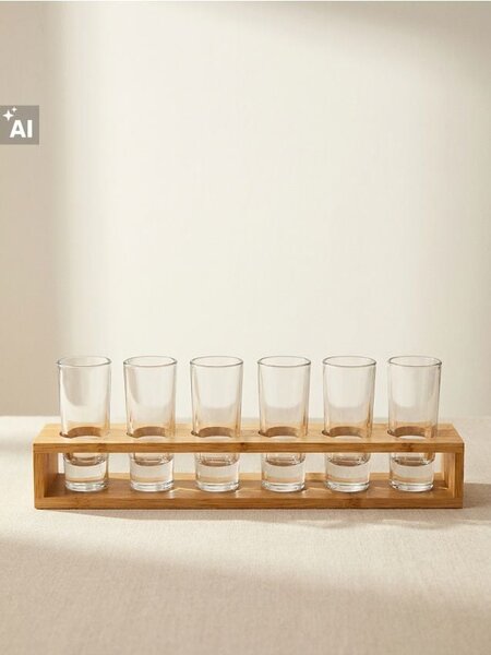 Sinsay - Poháre so stojanom 6 pack - béžová