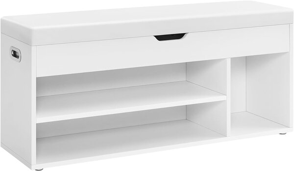 VASAGLE Sedací botník s úložným priestorom biely 100 x 44 x 30 cm