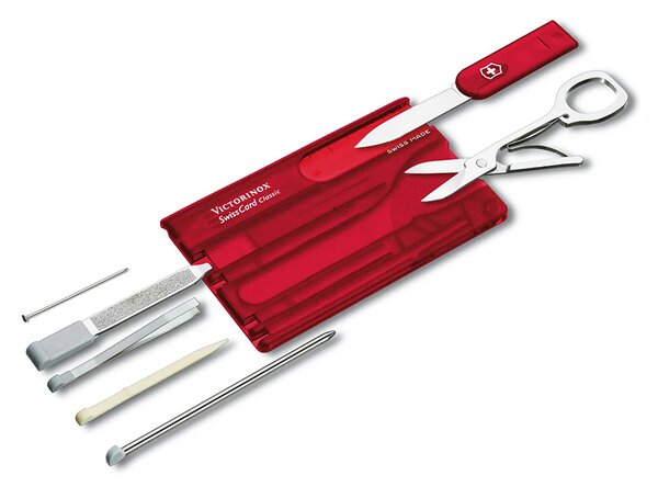 Victorinox Card Quattro transparent červená 0.7100.T (Multifunkčné náradie)