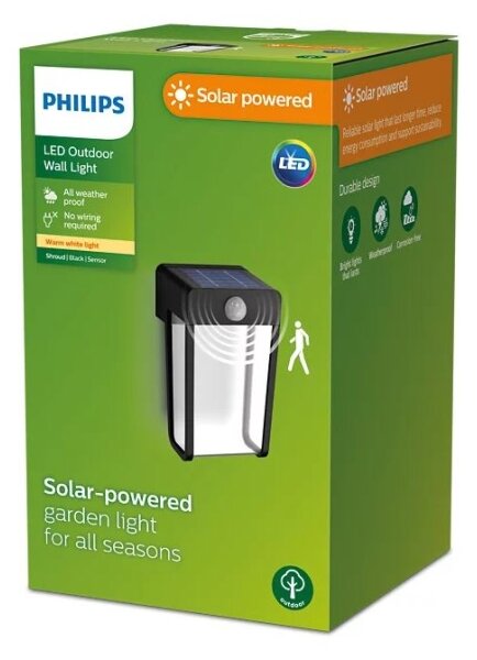 Philips - LED Solárne nástenné svietidlo so senzorom SHROUD LED/2,3W/3,7V IP44