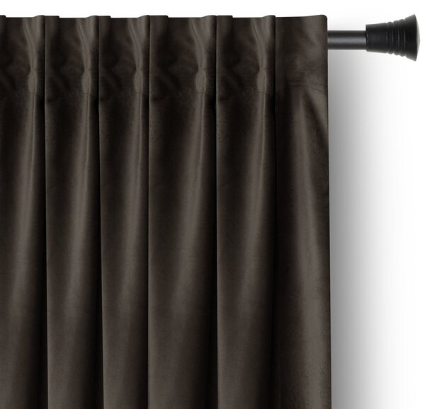 Záves AmeliaHome Velvet s multifunkčnou páskou tmavohnedý, veľkosť 140x270