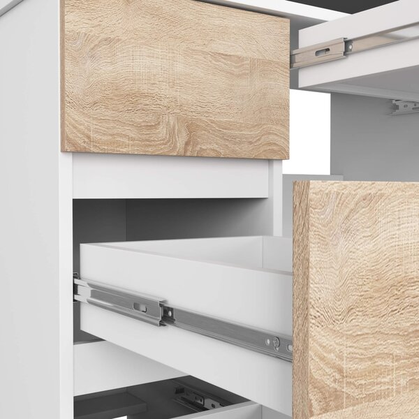 Ak furniture Písací stôl A-7 90 cm biely/dub sonoma ľavý