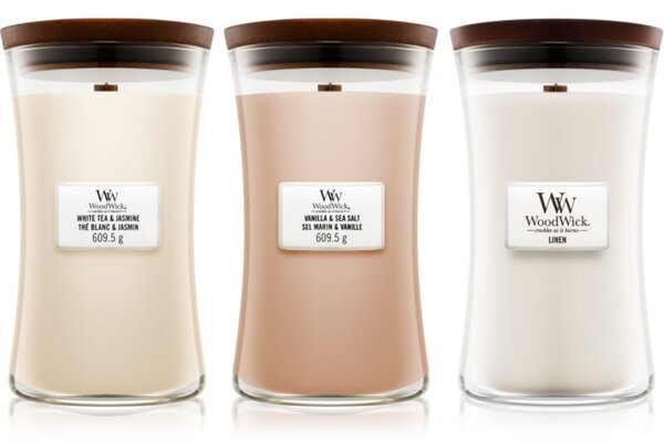 Woodwick Linen, Tea & Sea Salt set sada