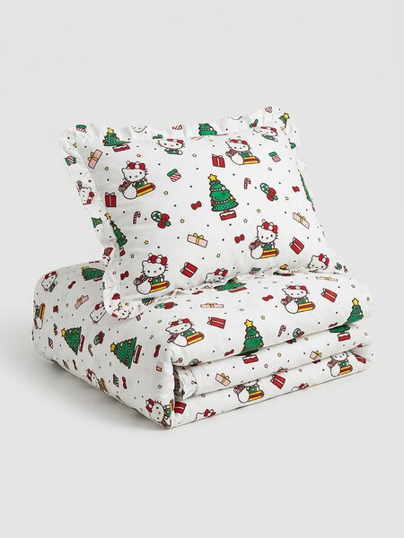 Sinsay - Sviatočné posteľné obliečky s volánmi Hello Kitty - biela