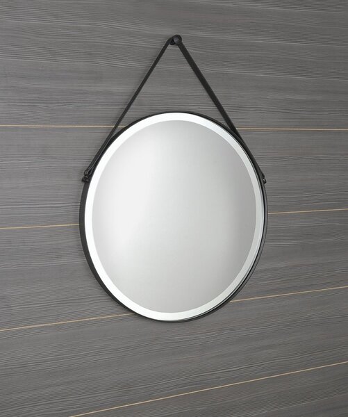 Sapho Sapho, ORBITER zrkadlo guľaté s koženým popruhom, o 50cm, čierna mat, ORT050