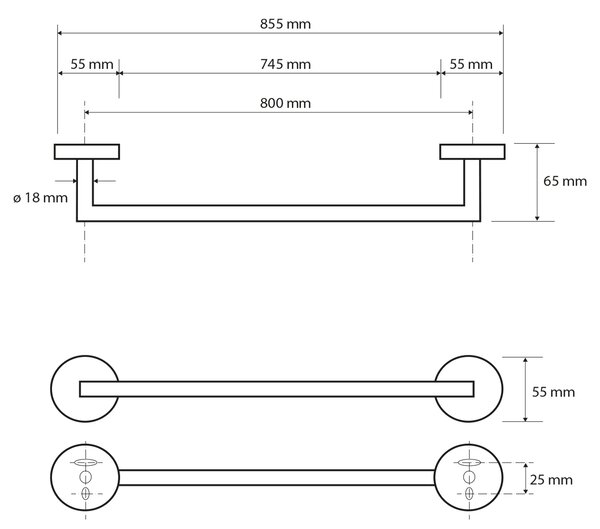 Sapho Sapho, X-ROUND držiak na uteráky 855mm, chróm