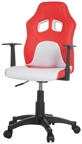 OTOČNÁ STOLIČKA PRE MLÁDEŽ, vzhľad kože, sieťovina, červená, biela MID.YOU - Online Only detský nábytok, Online Only