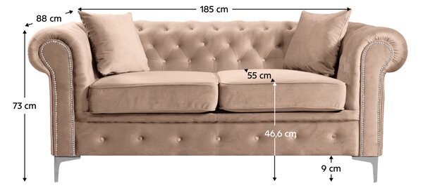 KONDELA Luxusný 2-sed, svetlohnedá Velvet látka, ROMANO