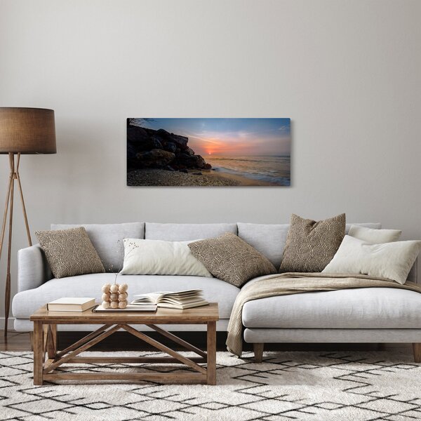Obraz západu slnka na pláži (120x50 cm)