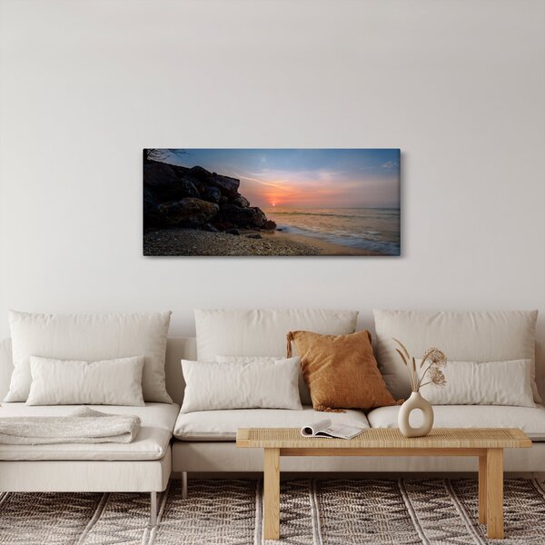 Obraz západu slnka na pláži (120x50 cm)