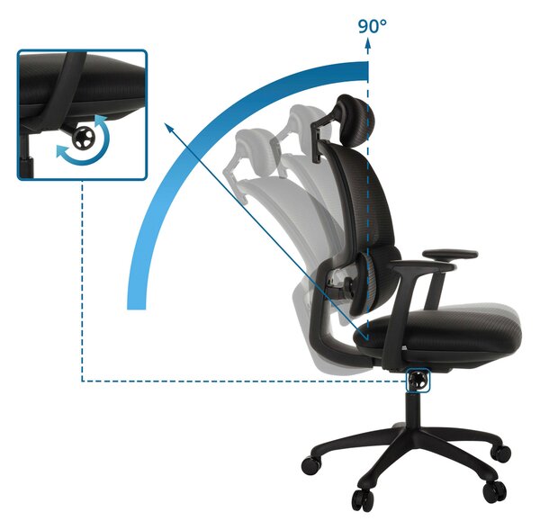 OTOČNÁ STOLIČKA, sieťovina, čierna MID.YOU - Online Only kancelárie, Online Only
