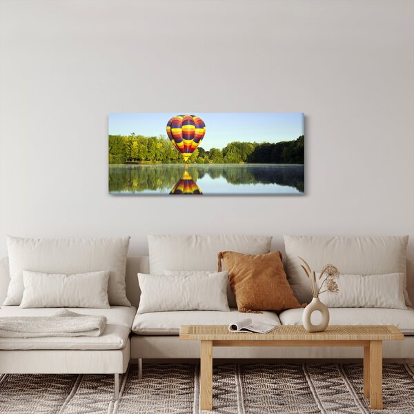 Obraz teplovzdušného balóna na jazere (120x50 cm)
