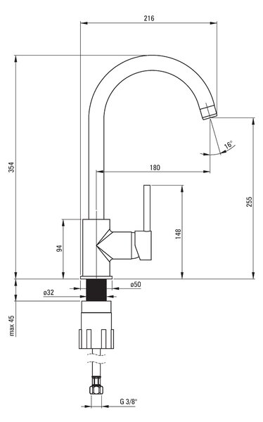 Deante Leda, granitový 1-komorový drez na dosku 670x440x164 mm + drezová batéria BEN 262M grafitová + sifón, grafitová, ZRDA2113