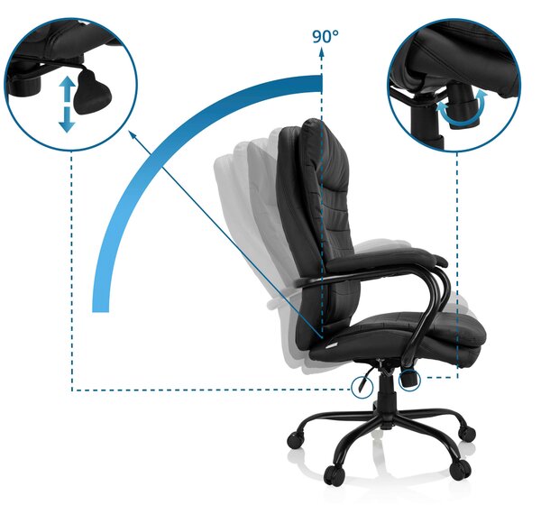 OTOČNÁ STOLIČKA, vzhľad kože, čierna MID.YOU - Online Only kancelárie, Online Only