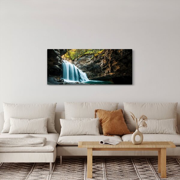 Obraz lesného vodopádu (120x50 cm)