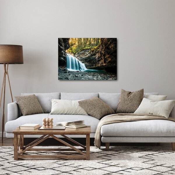 Obraz lesného vodopádu (70x50 cm)