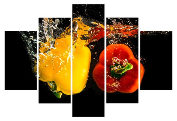 Obraz - papriky vo vode (150x105 cm)