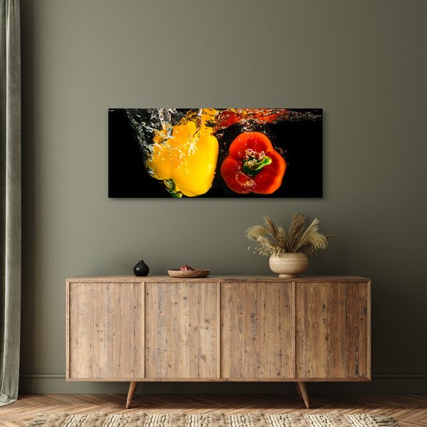 Obraz - papriky vo vode (120x50 cm)